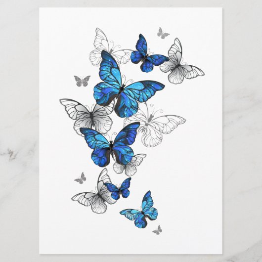 Blue Flying Butterflies Morpho Menu (Voorkant)