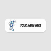 Blue Flying Butterflies Morpho Naamplaatje (Voorkant)