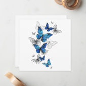 Blue Flying Butterflies Morpho Notitiekaartje (Voorkant / Achterkant in situ)