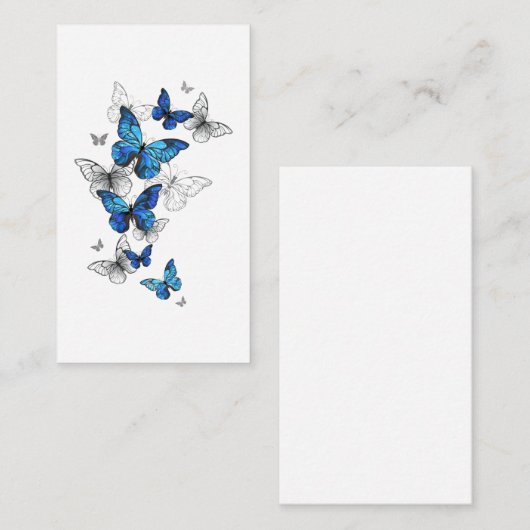 Blue Flying Butterflies Morpho Notitiekaartje (Voorkant / Achterkant)