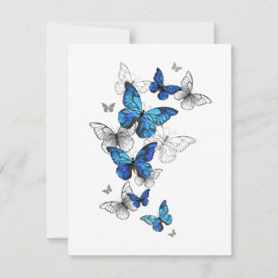 Blue Flying Butterflies Morpho Notitiekaartje