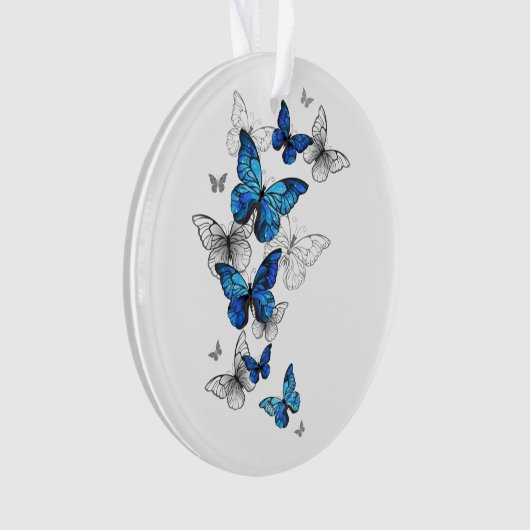 Blue Flying Butterflies Morpho Ornament (voorkant)