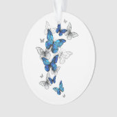 Blue Flying Butterflies Morpho Ornament (voorkant)