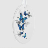 Blue Flying Butterflies Morpho Ornament (voorkant)