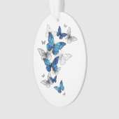 Blue Flying Butterflies Morpho Ornament (voorkant)