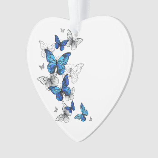 Blue Flying Butterflies Morpho Ornament (voorkant)