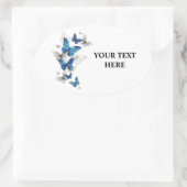Blue Flying Butterflies Morpho Ovale Sticker (Tas)
