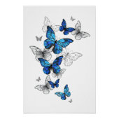 Blue Flying Butterflies Morpho Perfect Poster (Voorkant)