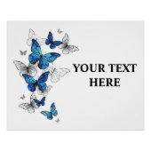 Blue Flying Butterflies Morpho Perfect Poster (Voorkant)