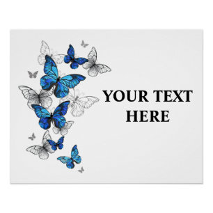 Blue Flying Butterflies Morpho Perfect Poster
