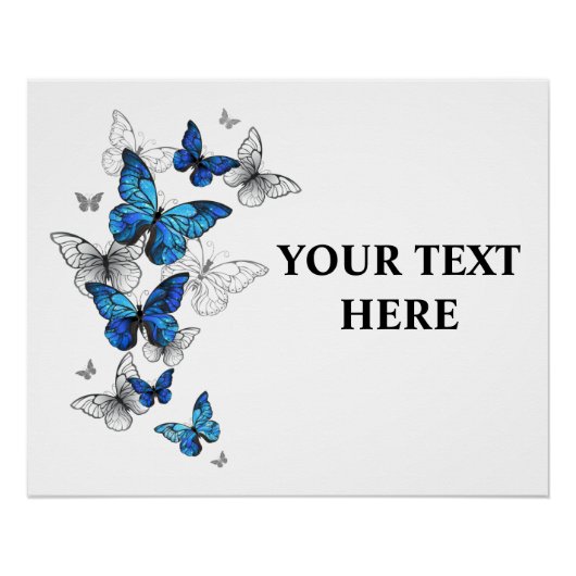 Blue Flying Butterflies Morpho Perfect Poster (Voorkant)