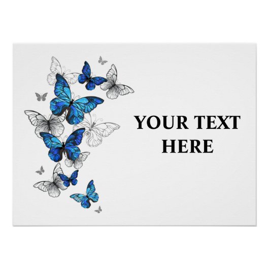 Blue Flying Butterflies Morpho Perfect Poster (Voorkant)