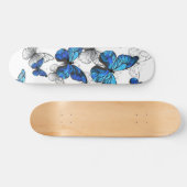 Blue Flying Butterflies Morpho Persoonlijk Skateboard (Horizontaal)