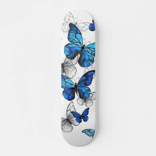 Blue Flying Butterflies Morpho Persoonlijk Skateboard (Voorkant)