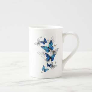 Blue Flying Butterflies Morpho Porselein Kop