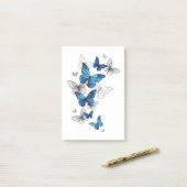 Blue Flying Butterflies Morpho Post-it® Notes (Op bureau)