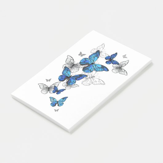 Blue Flying Butterflies Morpho Post-it® Notes (Schuin)