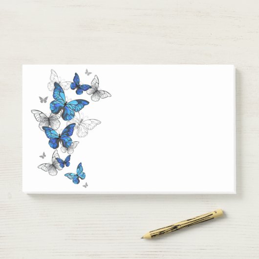 Blue Flying Butterflies Morpho Post-it® Notes (Op bureau)