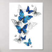 Blue Flying Butterflies Morpho Poster (Voorkant)