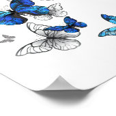Blue Flying Butterflies Morpho Poster (Hoek)
