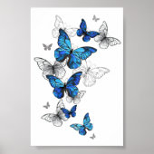 Blue Flying Butterflies Morpho Poster (Voorkant)