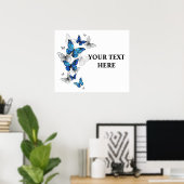 Blue Flying Butterflies Morpho Poster (Thuiskantoor)