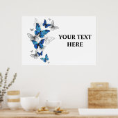 Blue Flying Butterflies Morpho Poster (Keuken)