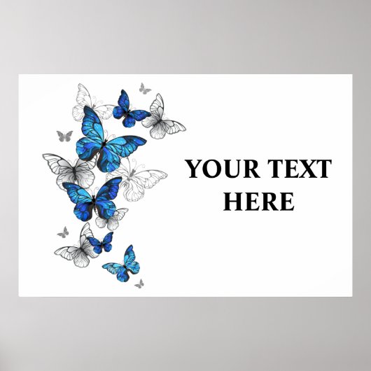 Blue Flying Butterflies Morpho Poster (Voorkant)