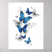 Blue Flying Butterflies Morpho Poster (Voorkant)