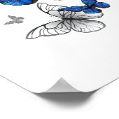Blue Flying Butterflies Morpho Poster (Hoek)
