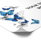Blue Flying Butterflies Morpho Poster (Hoek)