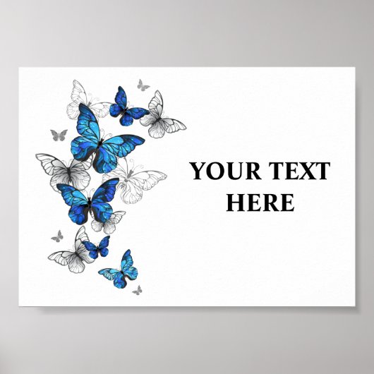 Blue Flying Butterflies Morpho Poster (Voorkant)