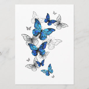 Blue Flying Butterflies Morpho Programmakaart