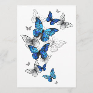 Blue Flying Butterflies Morpho Programmakaart