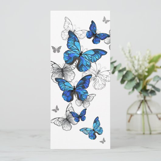 Blue Flying Butterflies Morpho Programmakaart (Staand voorkant)