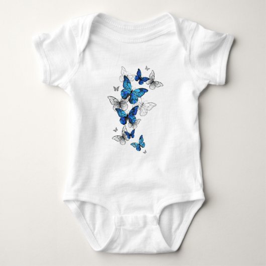 Blue Flying Butterflies Morpho Romper (Voorkant)