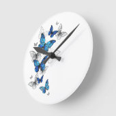 Blue Flying Butterflies Morpho Ronde Klok (Hoek)