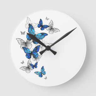 Blue Flying Butterflies Morpho Ronde Klok