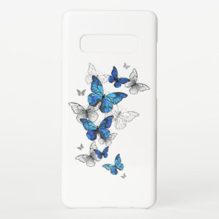 Blue Flying Butterflies Morpho Samsung Galaxy S10+ Hoesje