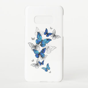 Blue Flying Butterflies Morpho Samsung Galaxy S10E Hoesje