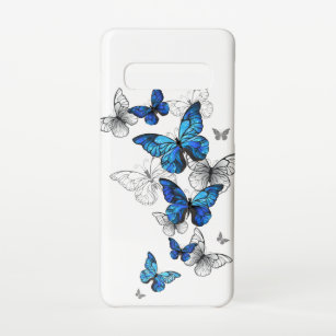 Blue Flying Butterflies Morpho Samsung Galaxy S10 Hoesje