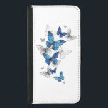Blue Flying Butterflies Morpho<br><div class="desc">Vliegende Blauwe Butterflies morpho en witte vlinders op een lichte abstracte achtergrond. Morpho. Ontwerp met blauwe vlinders morpho.</div>