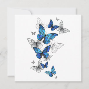 Blue Flying Butterflies Morpho Save The Date