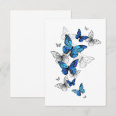 Blue Flying Butterflies Morpho Save The Date (Voorkant / Achterkant)