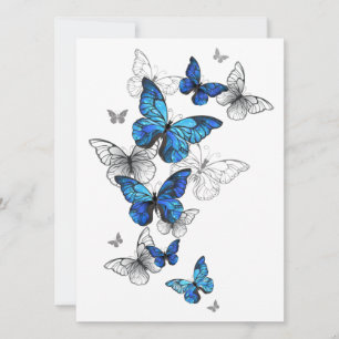 Blue Flying Butterflies Morpho Save The Date