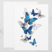 Blue Flying Butterflies Morpho Save The Date (Voorkant / Achterkant)