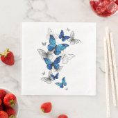 Blue Flying Butterflies Morpho Servet (Insitu)