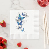 Blue Flying Butterflies Morpho Servet (Insitu)