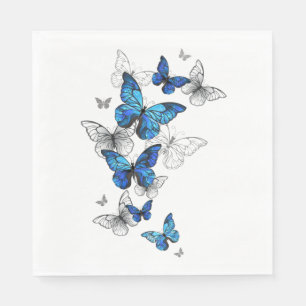 Blue Flying Butterflies Morpho Servet