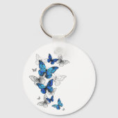 Blue Flying Butterflies Morpho Sleutelhanger (Achterkant)